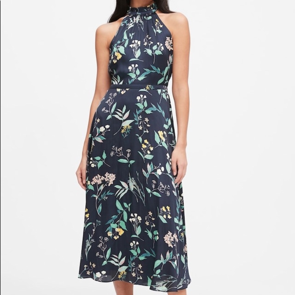 Petite Floral Soft Satin Midi Dress